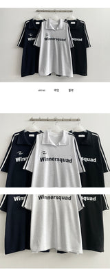 RUTOM Two-Line Collar Short Sleeve Tee