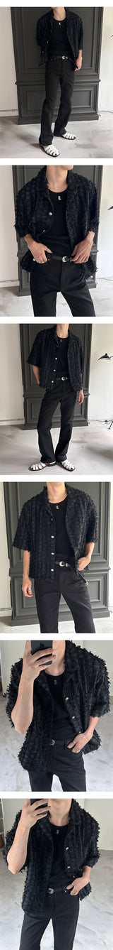 [S/S] ツイードヘアークロップシャツジャケット(2color)