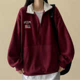American Flag Coloring Fleece Semi-Zipup Anorak Sweatshirt