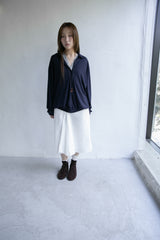 strap shirring cotton midi skirt(2colors)