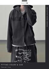 Dark Button Hooded Cardigan