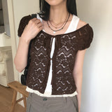 [MADE] トポルローズシースルーボタンストラップショートスリーブカーディガン