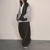layered deconstructed denim pants_black