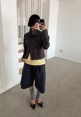 DOUBLE HIGH-NECK CARDIGAN