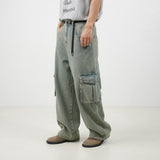 Lur banding cargo denim 2color