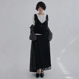 [Aent] H-Line Double-Layer Long Skirt - 3 Colors