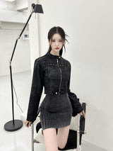 1059. Star stud suede crop jk (2color)