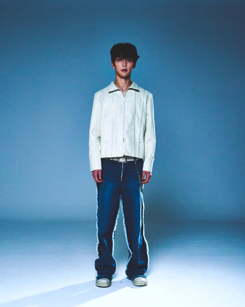 DENIM LINE ZIPPER JACKET (IVORY)