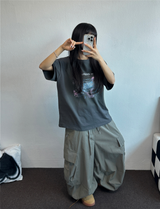 ヘビールーズフィットツーピンタックバルーンパンツ 💚🧸🖤3カラー
