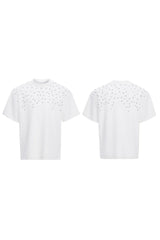 ハンドソウンラインストーンコットンTシャツ