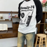 ラグランニットロングスリーブワッフルムードTシャツ