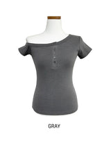 Needs ribbed button unbalanced shoulder t-shirt