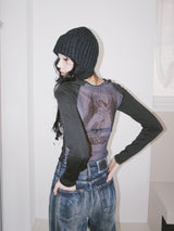 Back see-through angel long-sleeved t-shirt