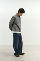 ルーズストレートバイカーデニムパンツ (Washed Navy)