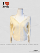 halter strap off-shoulder V-neck knitwear