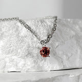 SV925-zirconia one point chain necklace_ICE ORANGE