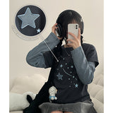 ルナスターパッチストライプレイヤードロングスリーブTシャツ