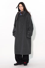 Versatile woolen mid-length overcoat