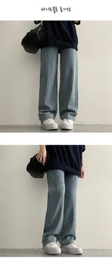 [Basic, Long/S-2XL] Right Back Banding Summer Semi-Wide Denim Pants