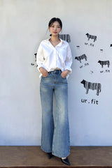 レギュラーセミブーツカットデニムパンツ code 25007