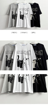 Glee cat cats boxy fit short sleeves