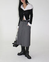 shoulder unbalanced ribbed cardigan