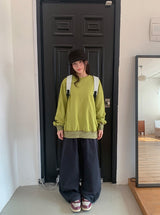 Killpu Stripe Flower Over Sweatshirt