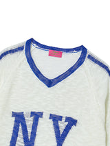 NY FLAG V-NECK KNIT IVORY