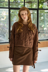 WHIMSICAL WOOL RIBBONE KNIT / BROWN