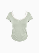 ラッフル トリム リブド ベビー Tシャツ (4COLORS!)