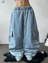 Eve Parachute Cargo Balloon Denim Pants 3color