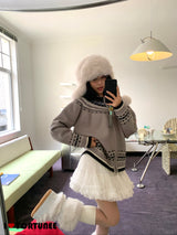 Jacquard Isle Hooded Knitwear Zip-Up Cardigan