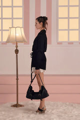 Milky wrap cardigan - black   