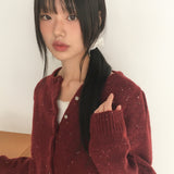 [Strawberry🍓] トーンウールボカシスナップボタンシャーリングニットカーディガン