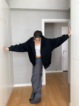 Daily High-Neck Basic Hood Zip-Up