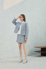 CHERISH TWEED SKIRT PANTS / SKY BLUE