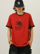 HE リンガー スター プリント 1/2 T
