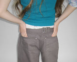 HERRINGBONE ROLL-UP BUCKLE PANTS