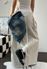 HIP PIGMENT CARGO WASHING LONG SKIRT 🩶🤍2color
