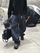 Verity Two-Tuck Curved Denim Pants