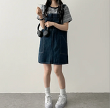 Monthly pocket suspender dress