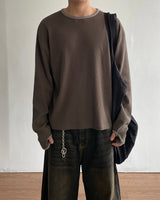Grid Crop Waffle Ringer Tee