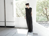 [DOJINOI] LINEN V-NECK VEST BLACK