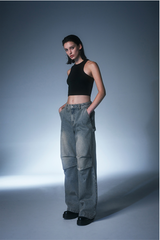 Parachute Washing Wide Denim Pants