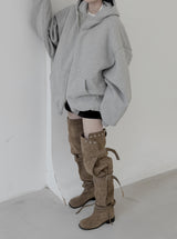 (unisex) オーバーフィットパディットフードジップアップ