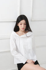 Stripe Offshoulder Blouse_white