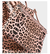 Star Keyring Leopard Print Oversized Tote Bag