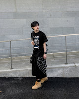 Lever Check Layered Bermuda Pants