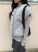 メバスダブルボタン半袖ニットベスト