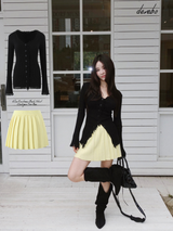 Elise Knitwear Pleats Skirt Cardigan Two-Piece